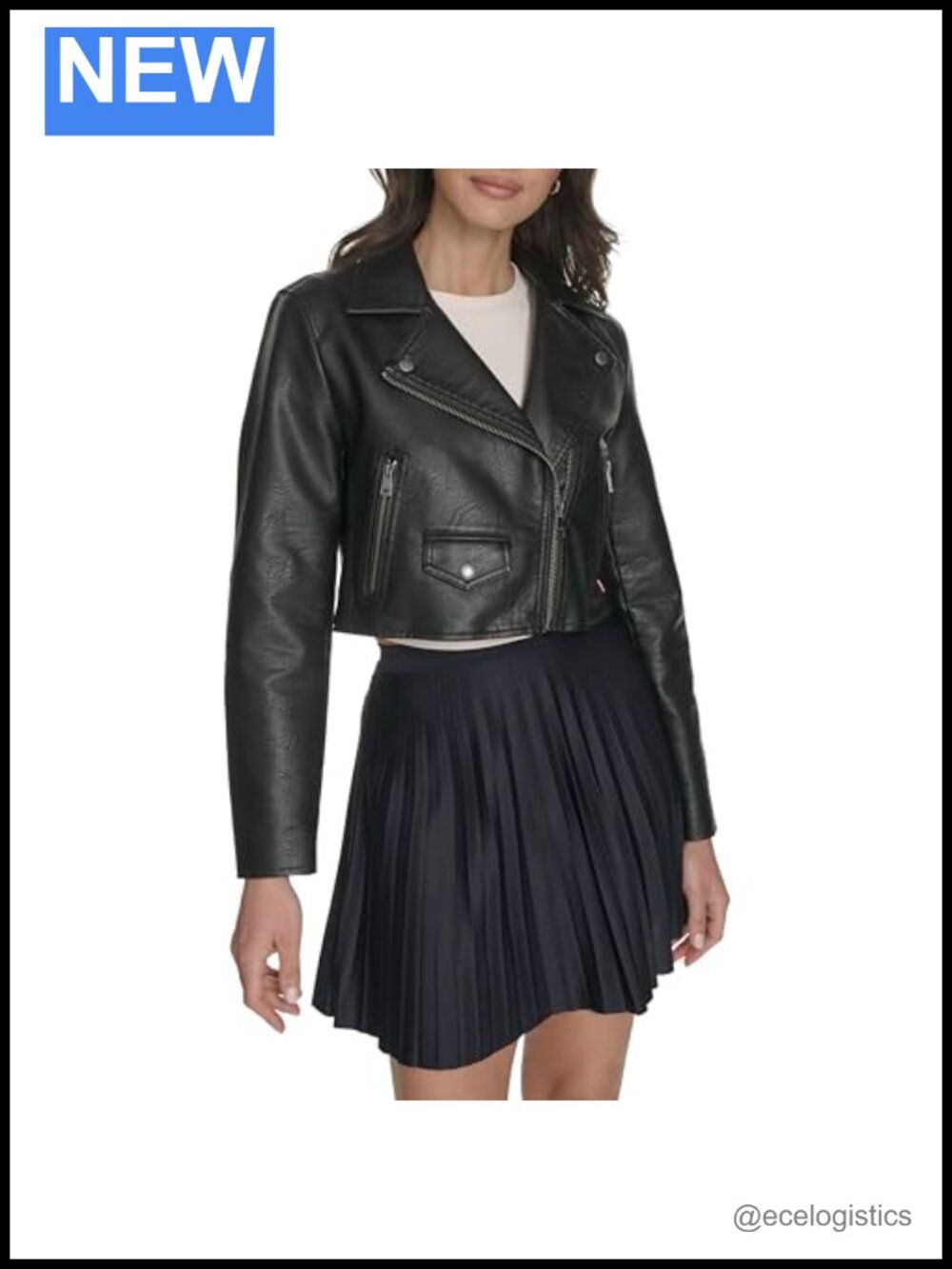 Cropped Faux Leather Moto Jacket with Soft Lining